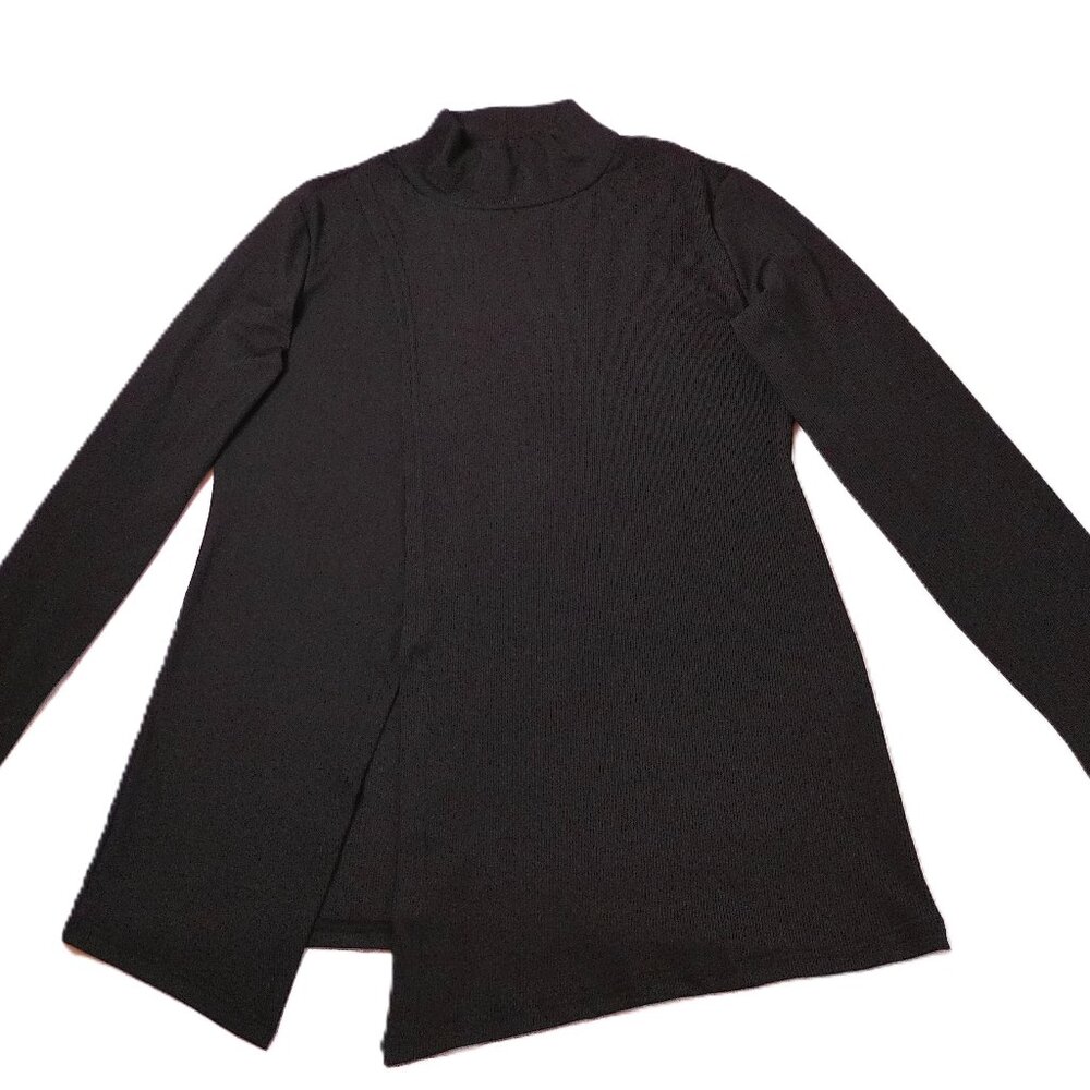 Mock Turtleneck Black 2XL ribbed knit top long sleeve pullover slim fit